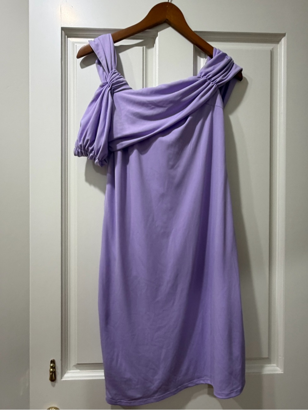 Alexia Admor Lavender One-Shoulder Draped Knot Dress